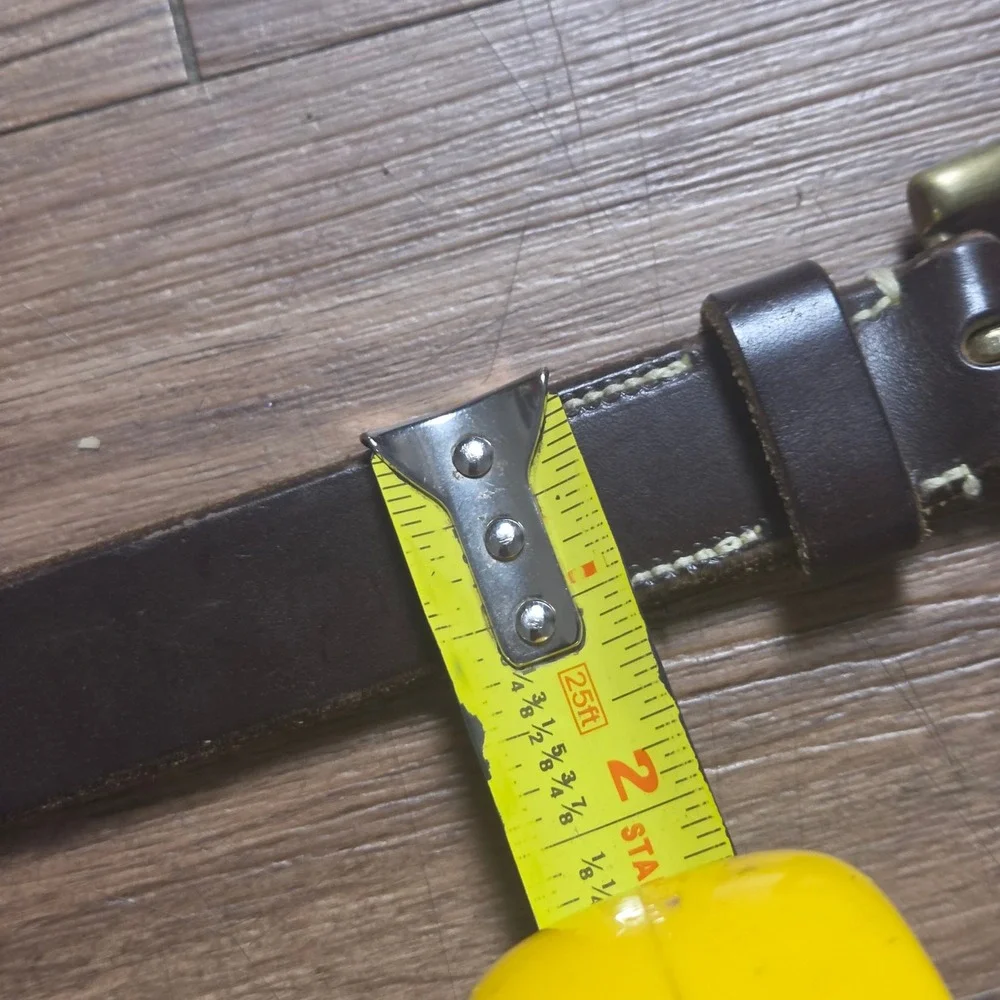 Gap Genuine Italian Leather Belt Brass Buckle Contrast Stitch 28 Classic Grunge